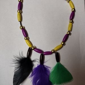 Feather and bead necklace